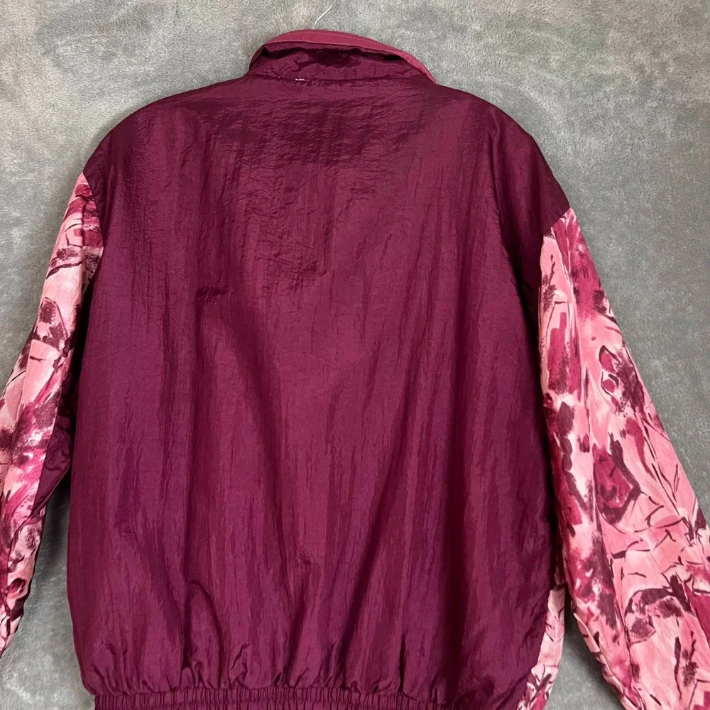 Vintage‎ 1990s Windbreaker Jacket Womens S Abstract Pink Retro Nylon
